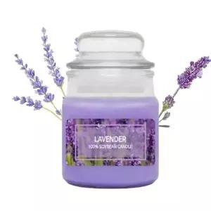 실내방향제 향초 소이캔들 유리병 90g 라벤더 (KYR-WB86645)