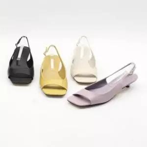 [하프클럽/]여성 샌들 푹신한 키높이 슬링 백 오픈토 미들힐