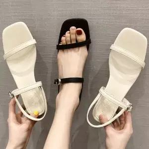 [하프클럽/]사각코 토오픈 여성구두 샌들힐