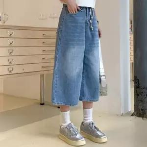 여성용 7부 길이 하이웨스트 빈티지 청바지 데일리 캐주얼 팬츠 패션팬츠 데일리팬츠