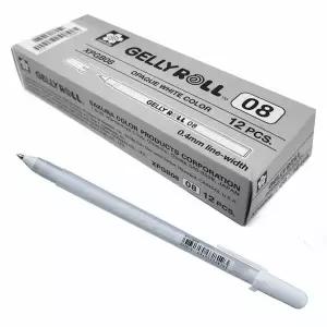 화이트 젤리롤펜 12개 사무용 필기구 0.8mm 필기펜