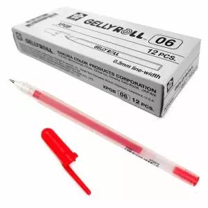 젤리롤펜 12개 레드 색상 0.6mm 필기구 문구용품
