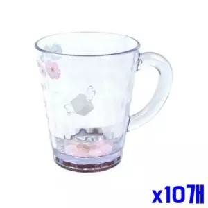 bns 튼튼한 투명 손잡이컵 11x8x10cm x10개 주방컵 물컵 물컵 플라스틱컵 주방컵 가정용컵