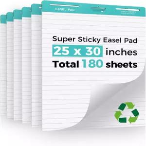 FAHKNS 접착식 이젤 패드 대형 25x30인치 자가 교사용 플립 차트 용지 교실/사무실용 건조 지우개 표면