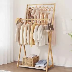 [라일리생활건강] Rly 대나무 2단 스탠드 선반 행거 70cm 오크 G