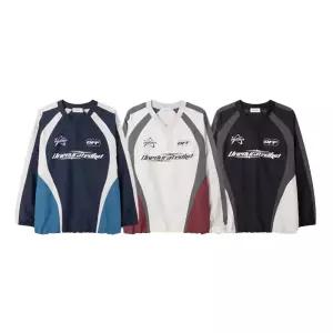 남자 OFF 스포티 트랙 브이넥 긴팔 티셔츠 RM-TSA-Q068-회색