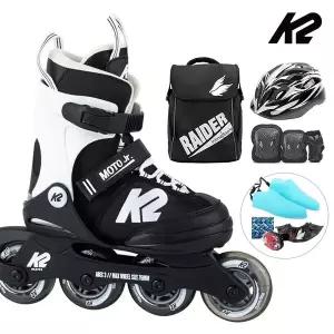 [케이투스케이트]K2 인라인 스케이트 모토 주니어 화이트+가방+헬멧+보호대 아동 어린이 유아 인라인스...