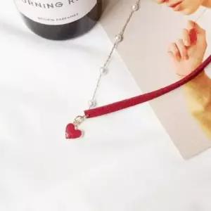 초커목걸이 레더 여성 레드 트렌디한목걸이 여자데일 패션목걸이 하트목걸이 짧은목걸이