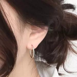 92.5 실버 파이프 20mm 후프 링 은 귀걸이