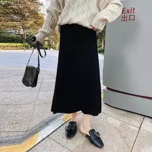 여성 모던 베이직 허리밴딩 니트 3컬러 롱스커트 LK-TS01