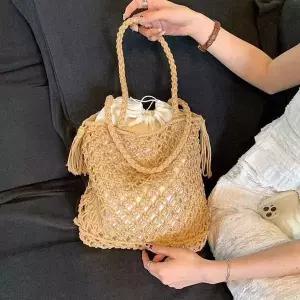 [골드스마일]2컬러 태슬 포인트 여름 비치가방 네트짜임 숄더백