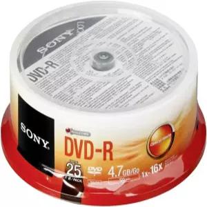소니 25DMR47SP 16x DVD-R 4.7GB 레코딩 가능 DVD 미디어 - 25팩 스핀들