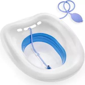 변기용 수틱 좌욕탕 치질용 산후조리용 플러셔가 있는 업그레이드된 접이식 배수구 넓은 좌석 공간 깊은