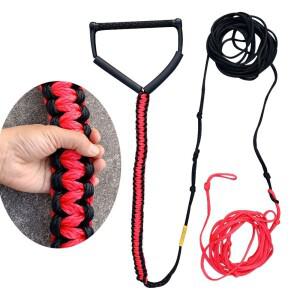 75피트 수상 스키 로프 5섹션 스포츠 나선형 땋은 웨이크보드 견인 니보드 튜브 로프(EVA 핸들 포함)