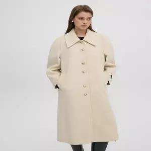 [올리브데올리브] OW4WHA56 둥근 소매 싱글 롱 핸드메이드 코트