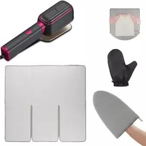 휴대용 여행용 찜기 및 접이식 보드 세트 고압 의류용 내열 철판 1000W 패브릭 주름 제거기 3-in-1 다리미