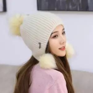 ( )앙고라 겨울 방한모자 여성 방울모자 러블리 (베이지) 털모자