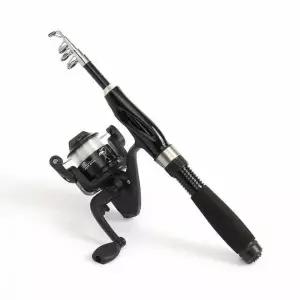 초보자용 낚시 루어 릴 낚싯대 블랙