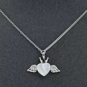 실버925 자개 엔젤하트 목걸이 큐빅목걸이 하트목걸이 925목걸이