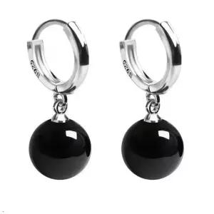 [룽스]마노 오닉스 실버 실버링귀걸이 원석 귀걸이 S925