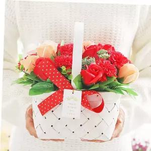 꽃다발 화이트 비누꽃 직사각 카네이션 바구니 레드 어버이날