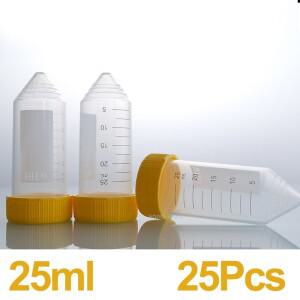 원심 분리기 튜브 25mL 원추형 멸균 25개 폴리프로필렌 누출 방지 스크류 캡 PP  실험실 용품용 종자