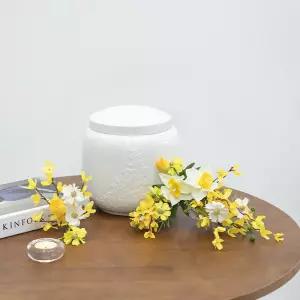 개나리 성묘 리스 조화 꽃 ㄱ자 27cm (2pcs) 납골당 산소 봉안당 추모 장식 꾸