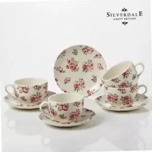 실버데일 핑크로즈 4인 커피잔세트