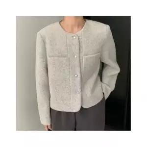 삐까삐까 알파카 라운드 울자켓 여성 하객룩 모임룩 겨울 브러쉬 세미크롭 고급 자켓