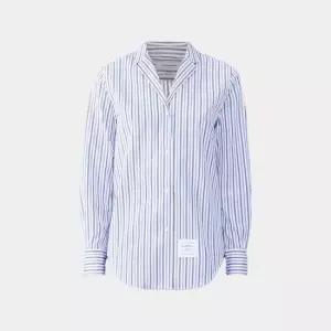 MUST IT_ 여성 블라우스 스트라이프 라펠 카라 셔츠 네이비 FLL161A F0552 415