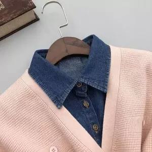 12993 청 데님 넥케이프 페이크카라 카라 셔츠 DD 레