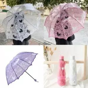 12K 레이스 투명 3단 우산 자외선차단 양산 우산 UV차단 수동