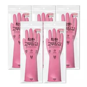 [롯데이라이프]롯데 e-life 고무장갑 핑크 (중) 5개