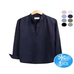 [후앙스][후앙스] 린넨 베이직 롤업 헨리넥셔츠 SBST1018