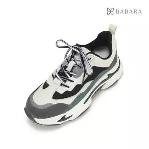 [BABARA](강남점)소가죽 5cm어글리 여성스니커즈 BBC613BK