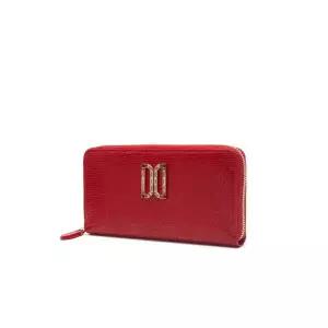 [롯데백화점]닥스 액세서리 [ALEXA]레드 가죽 스와르브스키 DD로고장식 지퍼돌이 장지갑 DCWA2F285R2