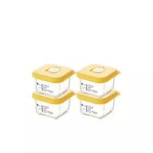 글라스락베이비 스마일캡 정사각 210ml(눈금) 4조