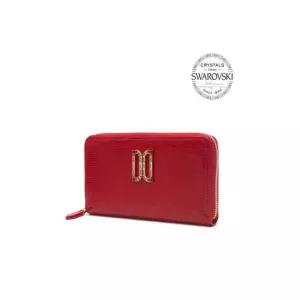 [롯데백화점]닥스 액세서리 LL선물포장 레드 가죽 스와르브스키 DD로고장식 지퍼돌이 장지갑 DCWA4E285