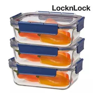 락앤락 탑클라스 1L 내열 유리 밀폐 용기 직사각 3P세트 전자레인지 반찬통 냉동 보관 밥 TOP_LBG445s3