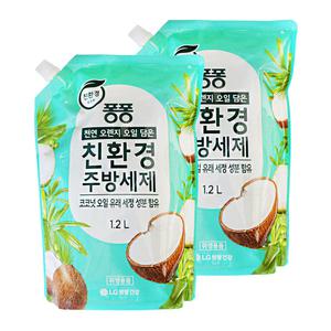 엘지 퐁퐁 주방세제 친환경 코코넛 오일 1.2L 2개 설거지