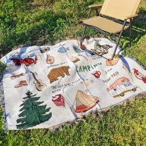 크로퍼스 캠핑일러스트 블랭킷 감성 캠핑 러그 담요 소파 180x230 (CGR-027)