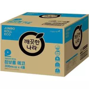 깨끗한나라 ECO 점보롤 2겹 300m 4롤 4팩 (16롤)