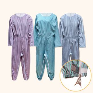 촉감좋은 치매우주복 얇음 환자복 노인우주복 순면 요양복 일반지퍼or발목잠금지퍼 가능!(스트라이프3color)