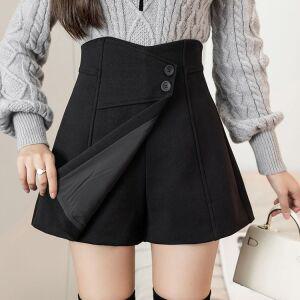 스타일아유 투버튼 치마 핫 팬츠 가을 겨울 여성 정장 랩 반바지 A라인 미니 스커트 오피스 정장 간절기
