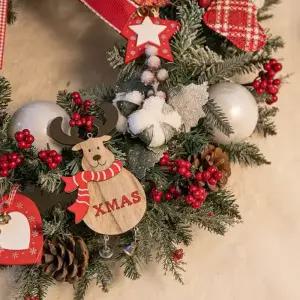 [텐바이텐]크리스마스 리스 벽장식 디얼 레드 체크 600mm 벽걸이 소품