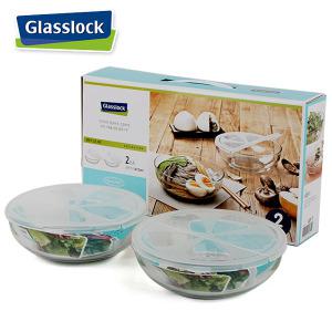 글라스락 냉면기 강화유리볼(1400ml)-2개 클린볼 뚜껑용기 내열강화유리 강화볼 유리그릇