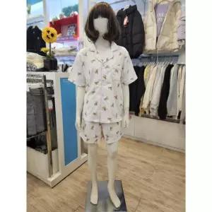 세이브존03 틴톡 여름 여자 리본 베어 파자마 세트 23OP753-WT