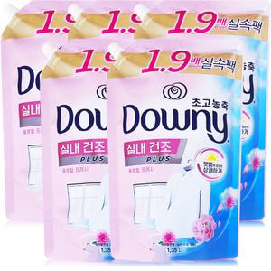 다우니 실내건조 플로럴 프레시 리필 1.35L 5개 , 고농축 섬유유연제 리필