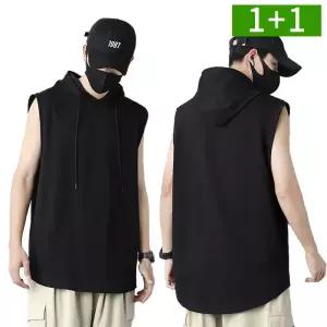 [1개+1개] 남성 여름 후드 나시티 쿨링 티셔츠 XL 3XL 남자 민소매