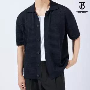 [하프클럽/탑보이]스카시 펀칭 카라 썸머 린넨 반팔 가디건 (TC033)